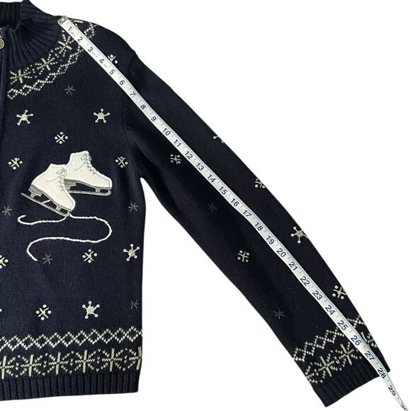Vintage Christopher & Banks Hand Embroidered Small Jacket Ice Skates & Mittens - Picture 9 of 11